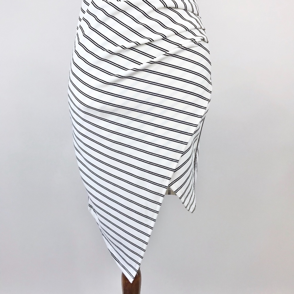 Mind Code White/Black Striped Asymmetrical Dress - image 3